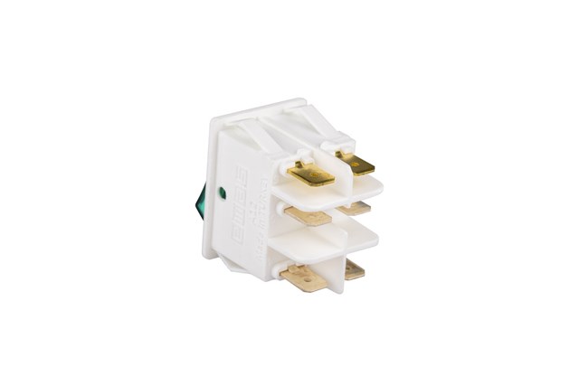 30*22mm White Body 1NO+1NO with Illumination with Terminal (0-I) Marked Green A12 Series Rocker Switch